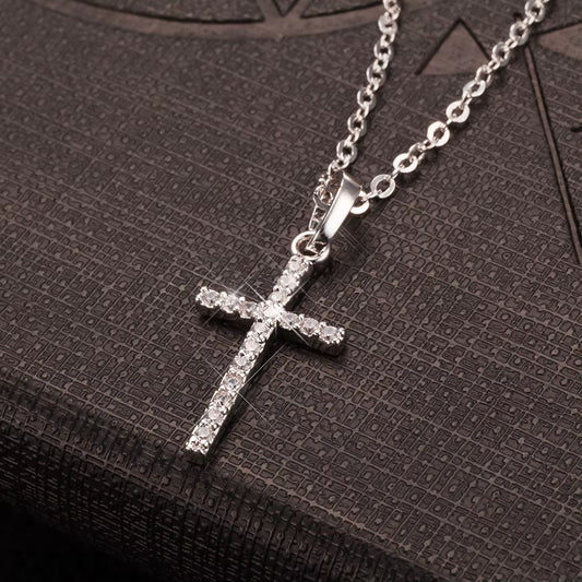 Hiphop Fashion Cross Necklace for Women Crystal Zircon Men Necklace Metal Chains Choker Jesus Pendants Jewelry Gift
